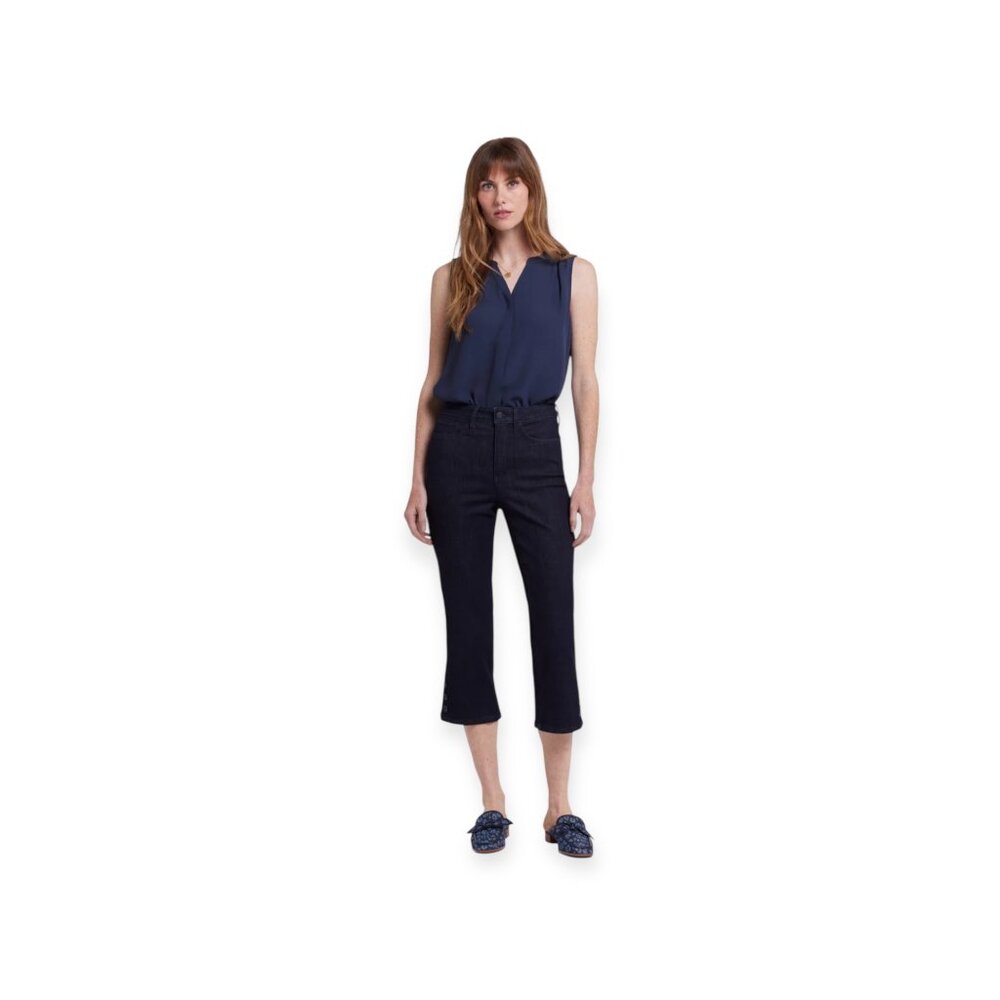 NWT $99 NYDJ Joni High Rise Relaxed Capri Jeans - Black - Size 6